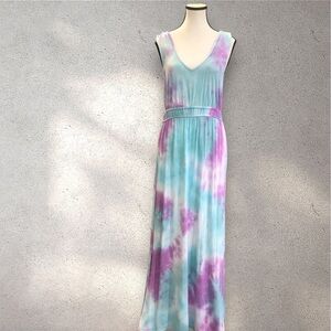 OLIVE+OAK BLUE/PURPLE TYE DYE MAXI DRESS